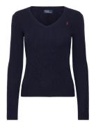 Cable-Knit Wool-Cashmere V-Neck Sweater Tops Knitwear Jumpers Blue Pol...