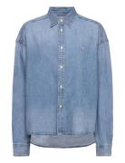 Wide Cropped Denim Shirt Tops Shirts Long-sleeved Blue Polo Ralph Laur...