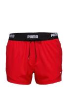 Puma Swim Men Logo Short Length Swim Shorts 1P Sport Shorts Red Puma S...