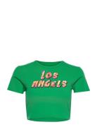 T-Shirt Tops Crop Tops Short-sleeved Crop Tops Green Barbara Kristoffe...