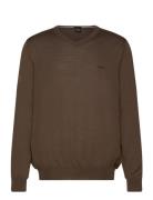 Baram-L Tops Knitwear V-necks Brown BOSS