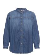 Dnm Frill 7/8 Slv Overshirt Paty Tops Overshirts Blue Tommy Hilfiger