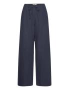 Linen Blend Trousers Bottoms Trousers Linen Trousers Navy Gina Tricot