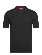 Saston Designers Knitwear Short Sleeve Knitted Polos Black HUGO