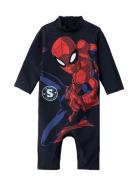 Nmmmoth Spiderman Ls Uv Suit Mar Swimwear Uv Clothing Uv Suits Navy Na...