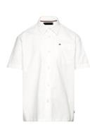 Solid Oxford Shirt S/S Tops Shirts Short-sleeved Shirts White Tommy Hi...