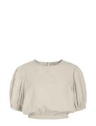 Viemma S/S Puffsleeve Crop Top/Ka Tops Crop Tops Short-sleeved Crop To...