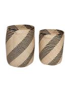 Twist Storage Basket - Set Of 2 Home Storage Storage Baskets Beige OYO...