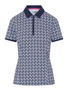 Geo Printed Polo With Mesh Back Insert Tops T-shirts & Tops Polos Navy...