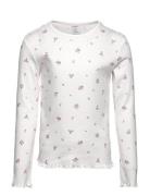 Top L S Pointelle Aop Tops T-shirts Long-sleeved T-Skjorte White Linde...