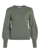 Viava L/S O-Neck Knit Pullover - Noos Tops Knitwear Jumpers Khaki Gree...