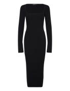 Knitted Midi Dress Knælang Kjole Black Gina Tricot