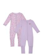 Nbfnightsuit 2P Zip Ff Petit Flower Noos Pyjamas Sie Jumpsuit Purple N...