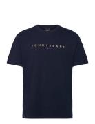 Tjm Reg Gold Linear Logo Tee Ext Tops T-Kortærmet Skjorte Navy Tommy J...