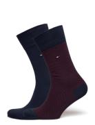 Th Men Sock 2P Irregular Herringb Underwear Socks Regular Socks Navy T...