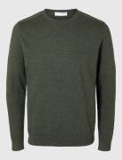 Slhberg Crew Neck Noos Tops Knitwear Round Necks Green Selected Homme