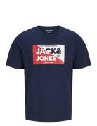 Jjnolan Tee Ss Crew Neck Jnr Tops T-Kortærmet Skjorte Navy Jack & J S