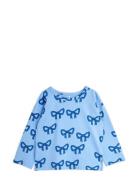 Bow Aop Ls Tee Tops T-shirts Long-sleeved T-Skjorte Blue Mini Rodini