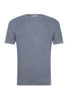 Tencel™ Braided Knitted T-Shirt Tops T-Kortærmet Skjorte Blue Mango