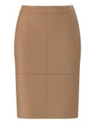 Slfmaily Hw Leather Skirt Noos Knælang Nederdel Brown Selected Femme