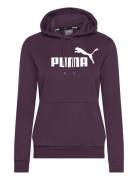 Ess Logo Hoodie Fl  Tops Sweatshirts & Hoodies Hoodies Burgundy PUMA