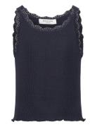 Rkbeatha Sl Top W/ Lace Tops T-shirts Sleeveless Navy Rosemunde Kids