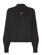 Tjw Badge Mockneck Sweater Tops Knitwear Turtleneck Black Tommy Jeans