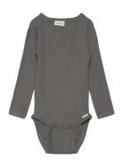 Body Ls Rib Bodies Long-sleeved Grey Minymo