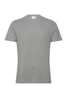 Basic Cotton V-Neck T-Shirt Tops T-Kortærmet Skjorte Grey Mango