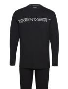 Men's Knit Long Pyjamas Pyjamas Nattøj Black Emporio Armani