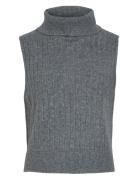 Vibeluna High Neck S/L Knit Vest-Noos Vests Knitted Vests Grey Vila