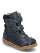 Rub Sole™ Velcro Boot Tex Vinterstøvler Med Burrebånd Navy Pom Pom