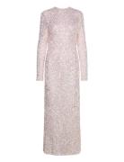 3D Sequins Designers Maxi Dress Pink Ganni