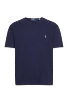 Classic Fit Cotton-Linen Pocket T-Shirt Tops T-Kortærmet Skjorte Navy ...