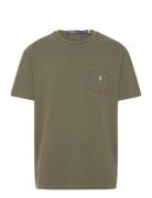 Classic Fit Cotton-Linen Pocket T-Shirt Tops T-Kortærmet Skjorte Khaki...