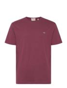 Reg Shield Ss T-Shirt Tops T-Kortærmet Skjorte Burgundy GANT