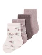 Nbfwak Wo/Bl 4P Sock Socks & Tights Baby Socks Purple Name It