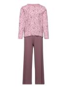 Nkfnightset Mauve Flower Loose Rib Noos Pyjamassæt Purple Name It