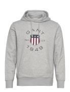 Print Sweat Hoodie Tops Sweatshirts & Hoodies Hoodies Grey GANT