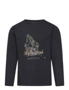 T-Shirt Ls Tops T-shirts Long-sleeved T-Skjorte Navy Minymo