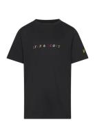 Multi Colour Embroidery T-Shirt Tops T-Kortærmet Skjorte Black Lyle & ...