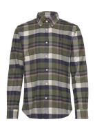 Big Check Flannel Shirt-Classic Fit Designers Shirts Casual Green Morr...