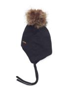 Hat W. Detachable Fake Fur Accessories Headwear Hats Beanie Navy Minym...