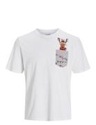 Jjxmas Pocket Tee Ss Crew Neck Tops T-Kortærmet Skjorte White Jack & J...