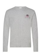 Reg Medium Archive Shield Ls T Tops T-Langærmet Skjorte Grey GANT