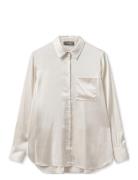 Mmlinda Satin Shirt Tops Shirts Long-sleeved White MOS MOSH