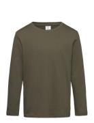 Top Ls Solid Tops T-shirts Long-sleeved T-Skjorte Khaki Green Lindex