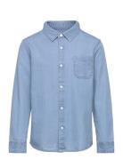 Regular-Fit Denim Shirt Tops Shirts Long-sleeved Shirts Blue Mango