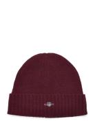 Unisex. Shield Wool Beanie Accessories Headwear Beanies Burgundy GANT