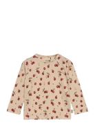 T-Shirt L/S Printed Tops T-shirts Long-sleeved T-Skjorte Beige Petit P...